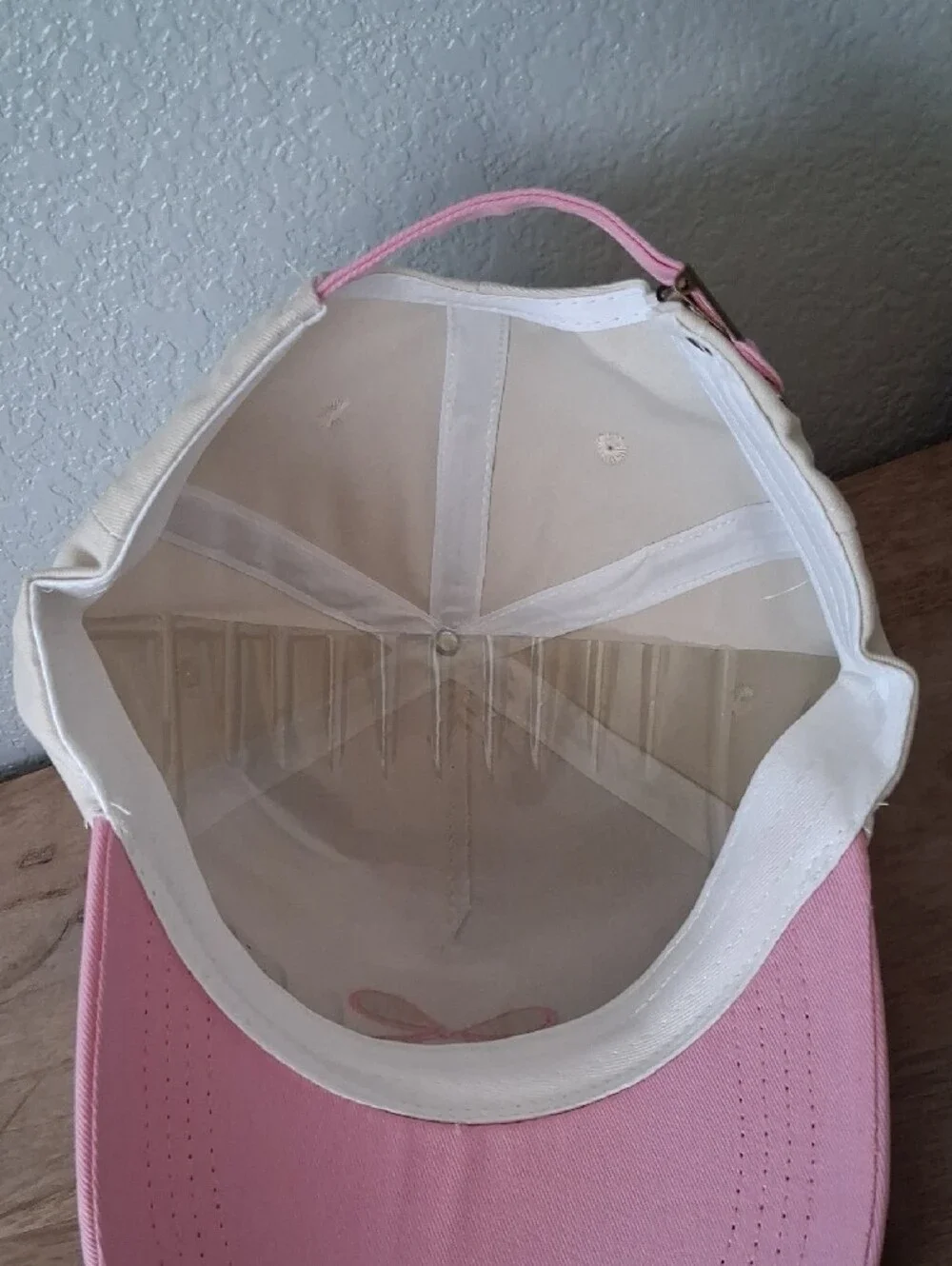 Cream and Pink Bow Baseball Cap